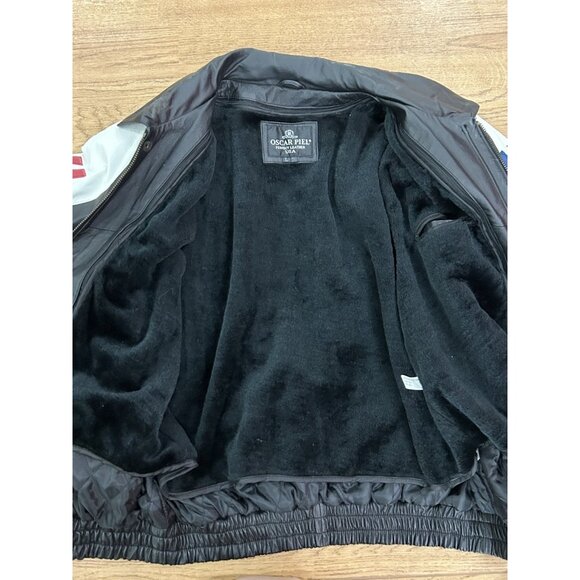 Oscar Piel American Flag MAGA Leather Jacket  Perfect Leather USA Mens Large VTG - Picture 11 of 16